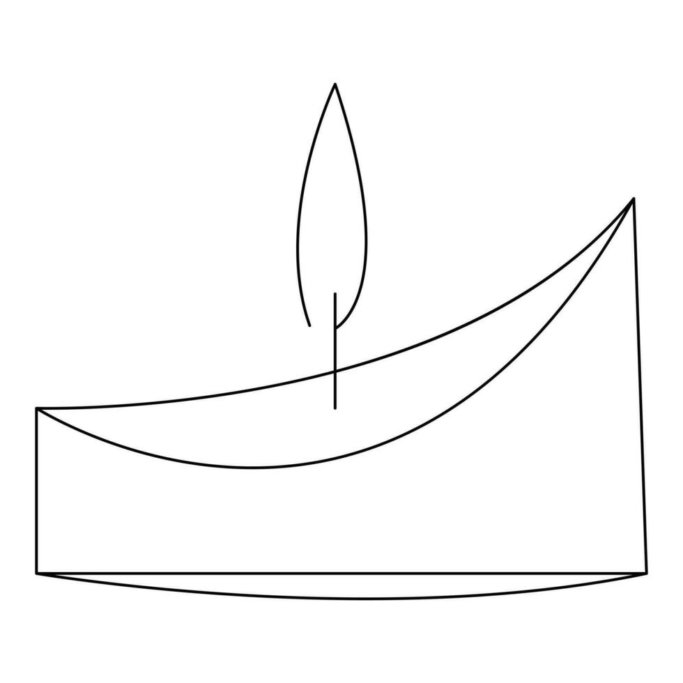 Kerze Licht Single Linie Kunst Zeichnung kontinuierlich Vektor isoliert auf Weiß minimalistisch Stil