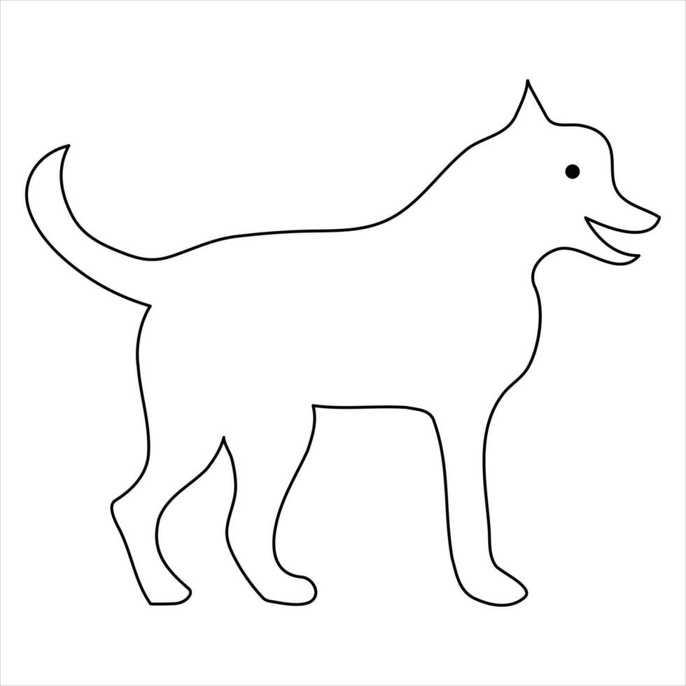 hund sällskapsdjur djur- kontinuerlig ett linje konst teckning och hund ikon enkel översikt vektor illustration