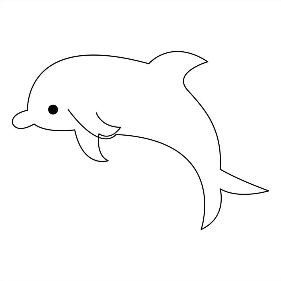 delfin fisk kontinuerlig ett linje konst teckning minimalistisk simning hand dragen översikt vektor illustration