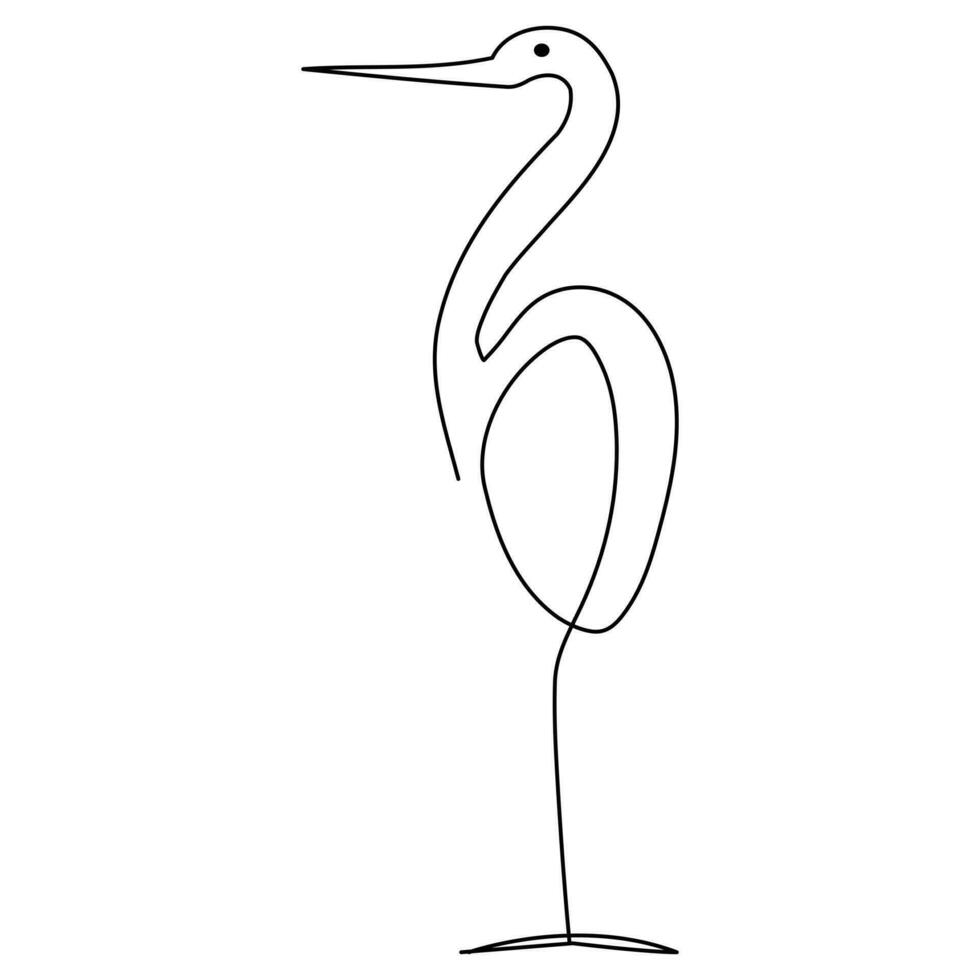 de häger och flamingo enda linje konst teckning vektor illustration av kontinuerlig minimalistisk stil.