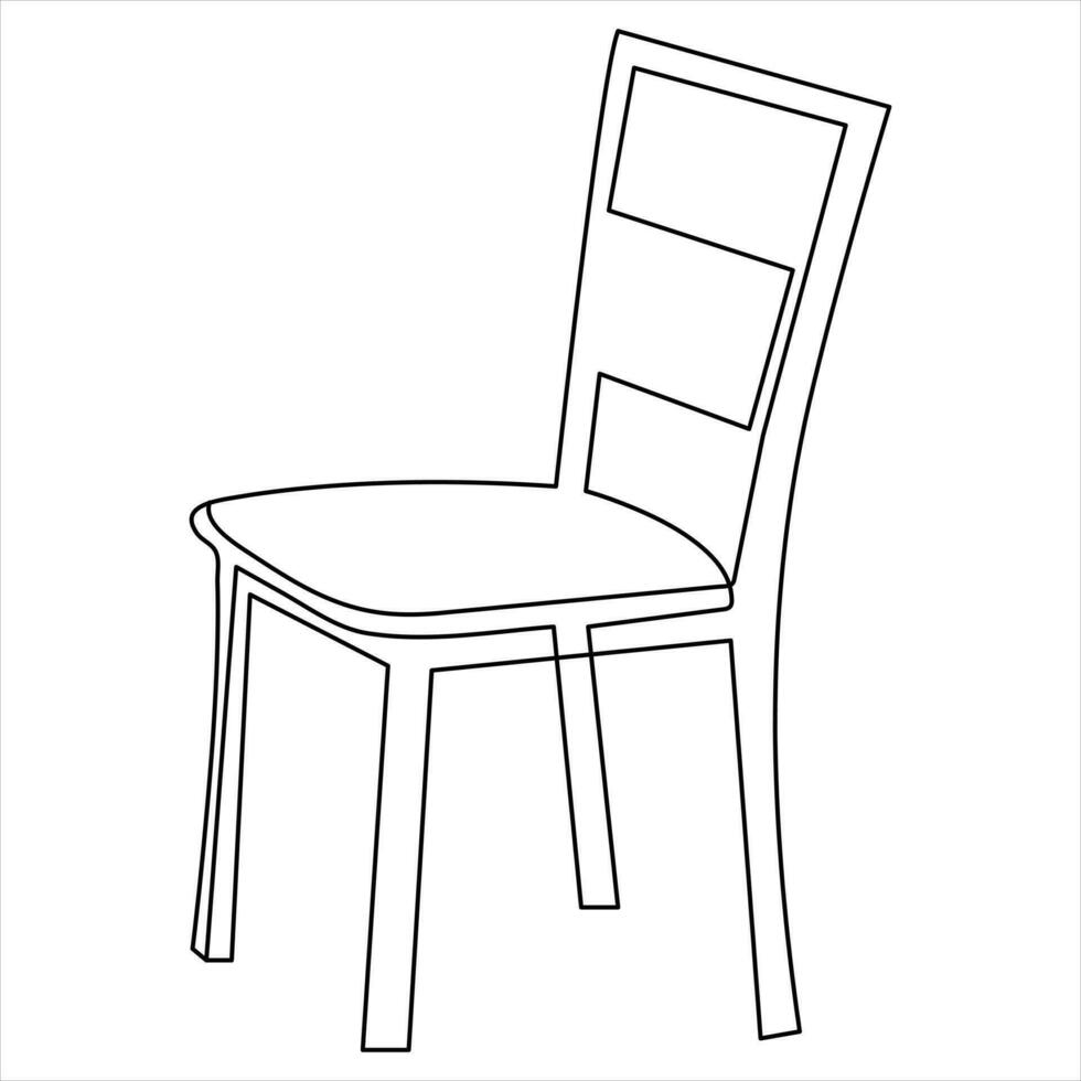 kontinuerlig ett linje konst teckning av stol översikt vektor konst illustration och begrepp ikon design