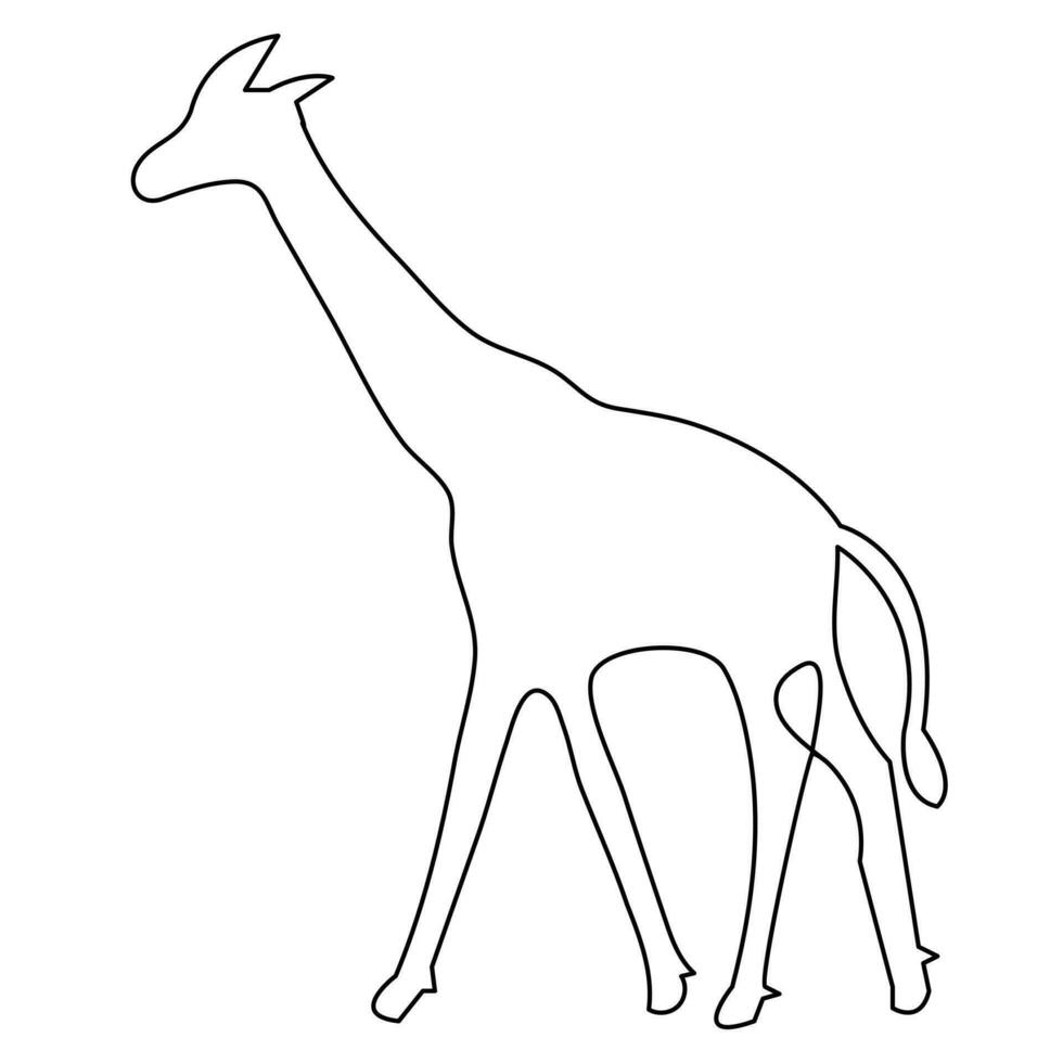 Single Linie Hand Zeichnung Giraffe kontinuierlich Kunst drucken und minimalistisch Gliederung Vektor Kunst Illustration