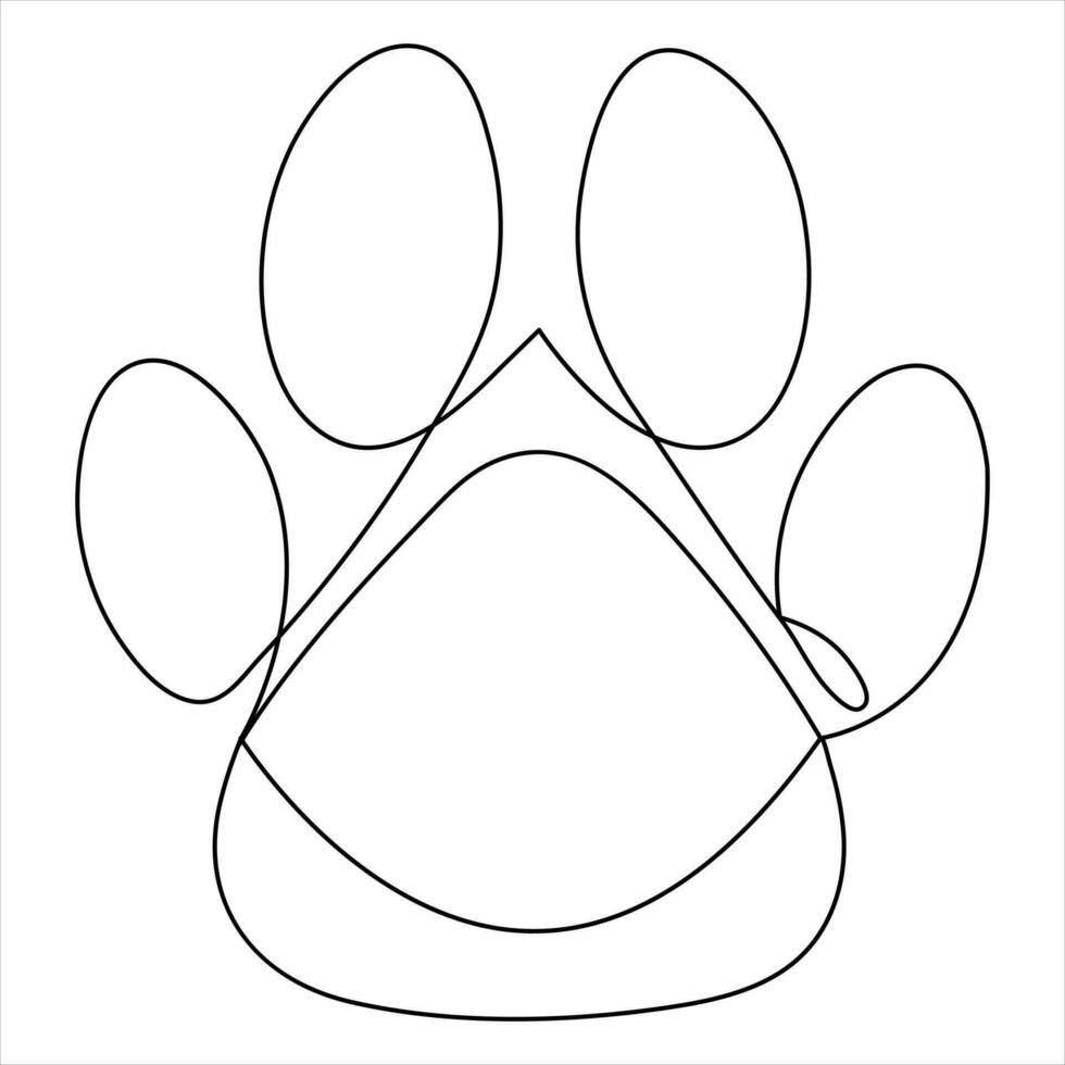 kontinuerlig ett linje konst teckning sällskapsdjur hund och katt Tass fot skriva ut översikt vektor konst illustration