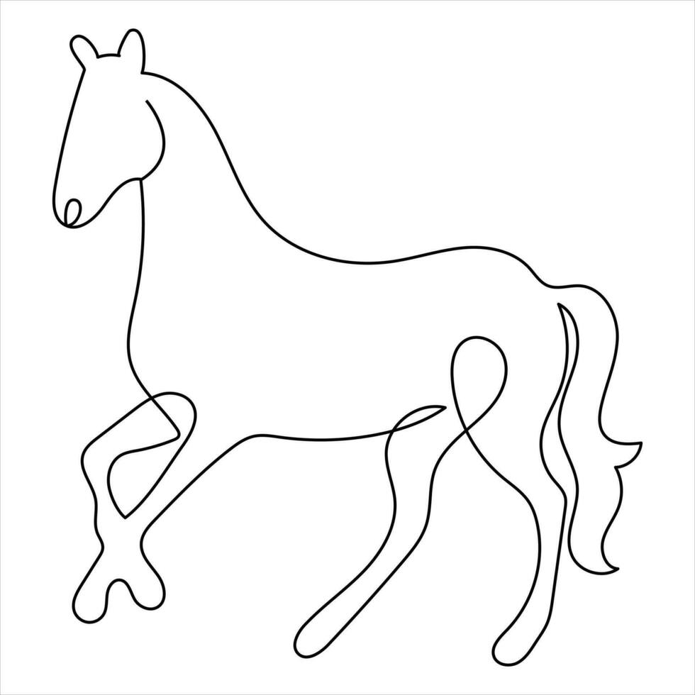 häst symbol kontinuerlig enda linje hand teckning djur- och översikt vektor konst minimalistisk design