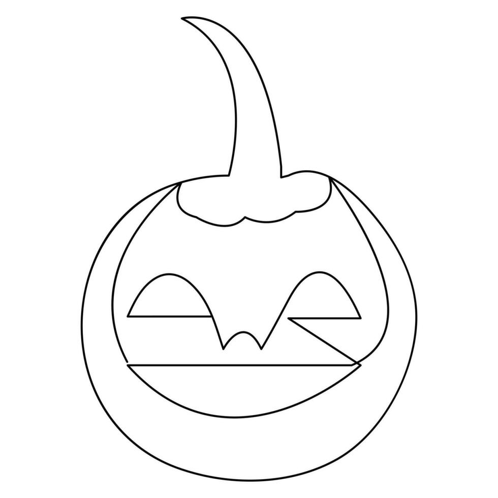 Halloween Kürbis mit ein Gesicht Single Linie Kunst Zeichnung kontinuierlich Vektor Gliederung Illustration Minimalismus