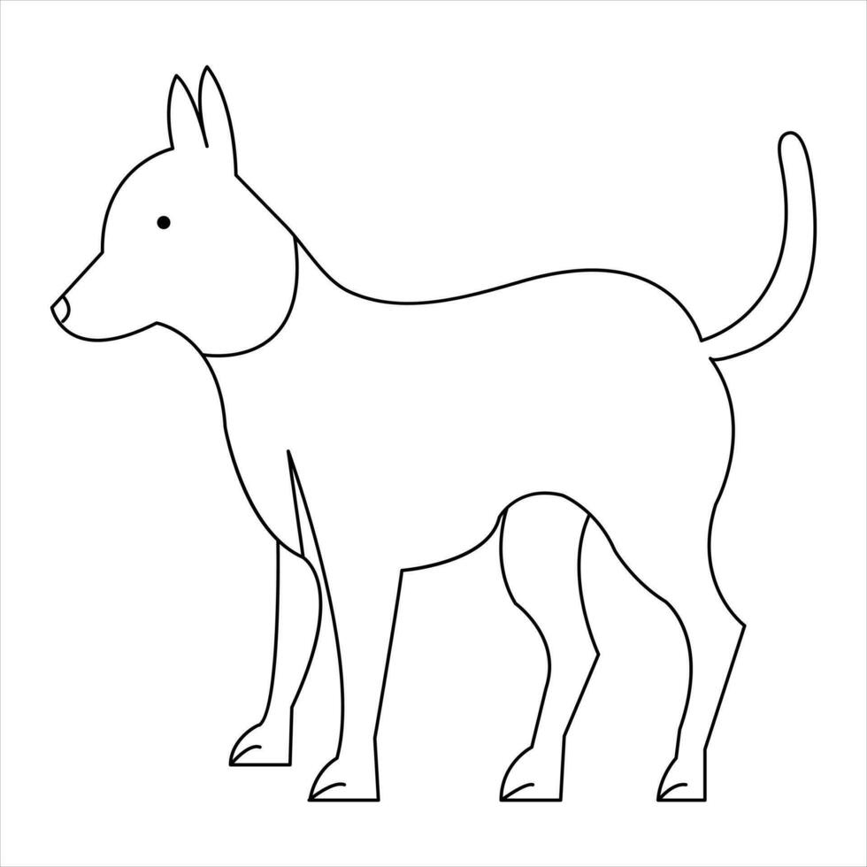 hund sällskapsdjur djur- översikt vektor illustration och kontinuerlig enda linje hand dragen skiss