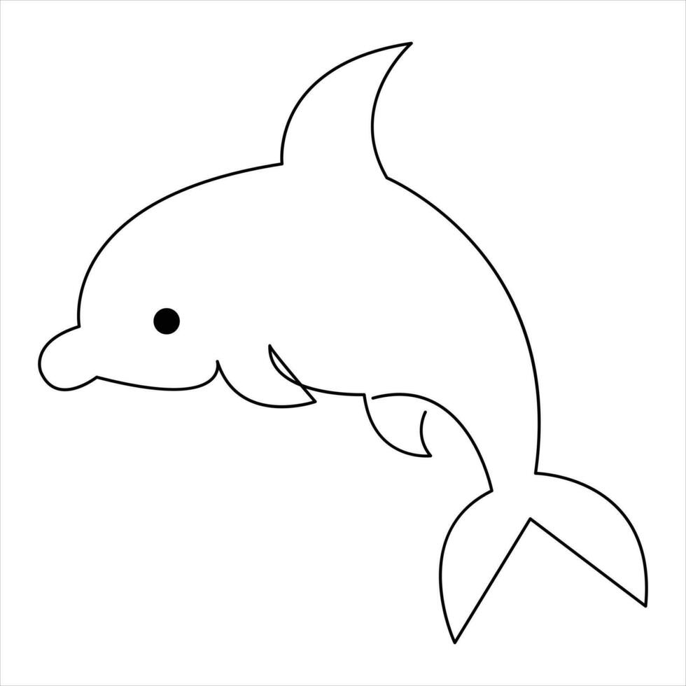 Delfin Fisch kontinuierlich einer Linie Kunst Zeichnung minimalistisch Schwimmen Hand gezeichnet Gliederung Vektor Illustration