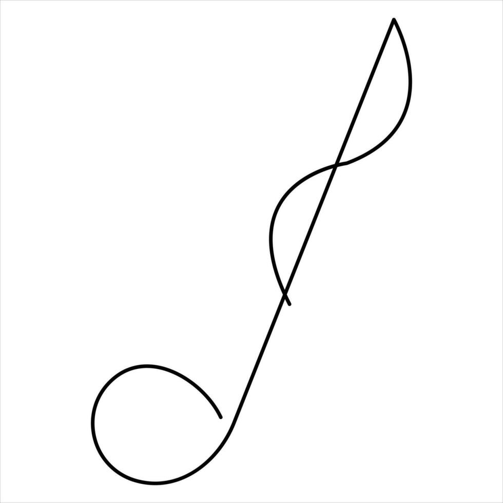 Single Linie Kunst Zeichnung Musik- Symbol im Gekritzel Stil kontinuierlich Gliederung Vektor Kunst Illustration