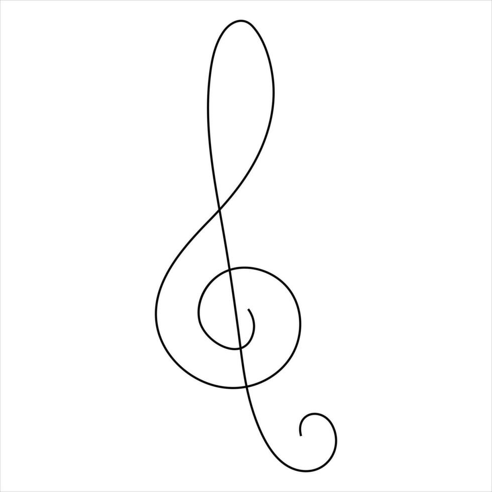 Single Linie Kunst Zeichnung Musik- Symbol im Gekritzel Stil kontinuierlich Gliederung Vektor Kunst Illustration