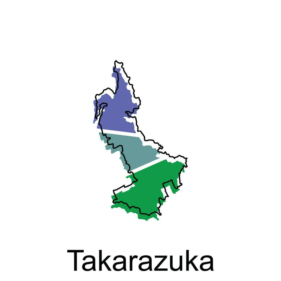 Karta stad av takarazuka design illustration, vektor symbol, tecken, översikt, värld Karta internationell vektor mall på vit bakgrund