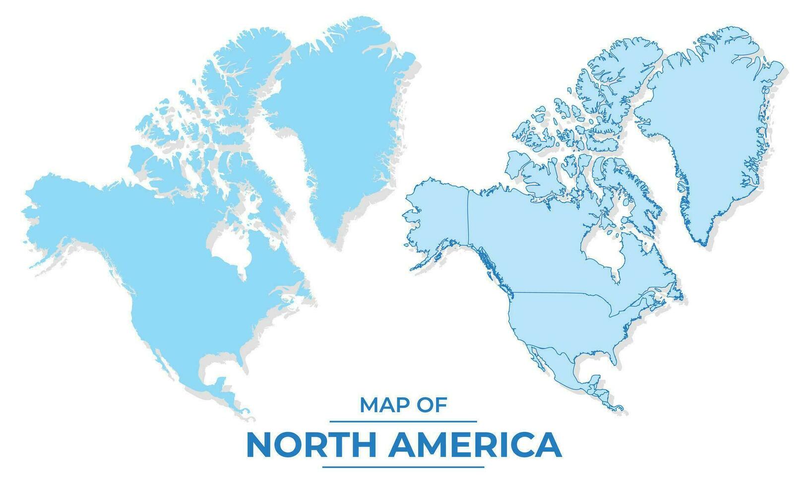 vektor norr Amerika Karta uppsättning enkel platt och översikt stil illustration