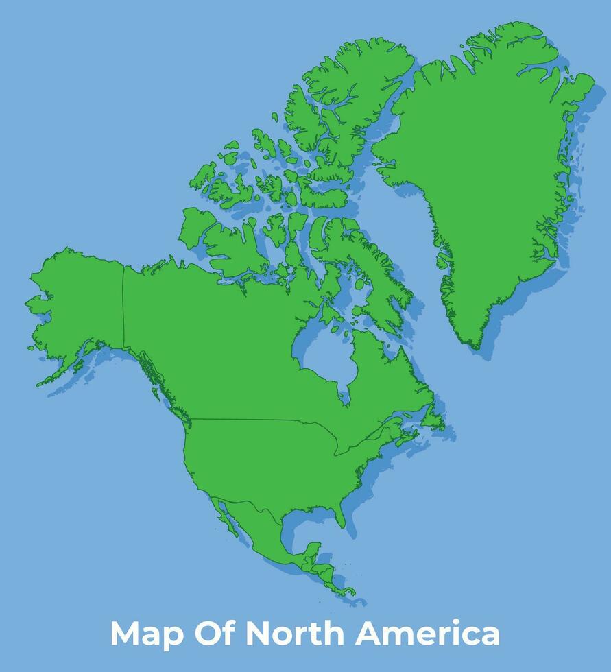 detailliert Karte von Norden Amerika Land im Grün Vektor Illustration