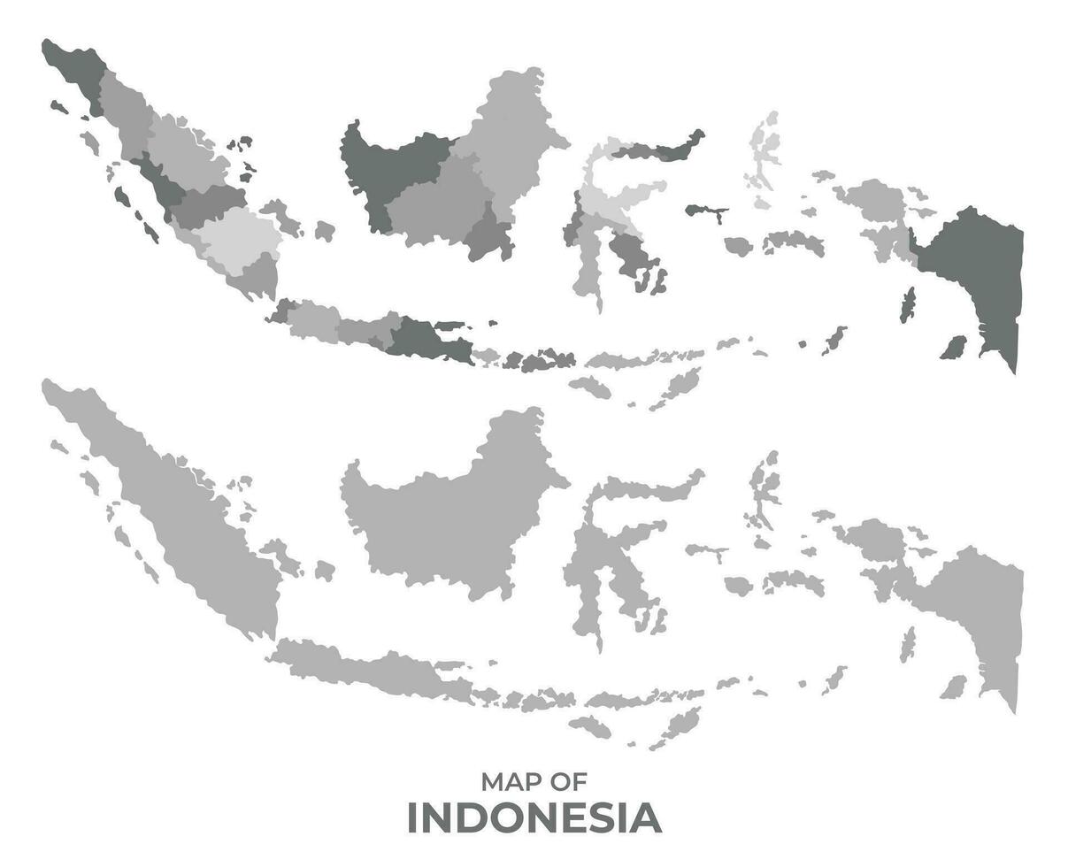 Graustufen Vektor Karte von Indonesien mit Regionen und einfach eben Illustration
