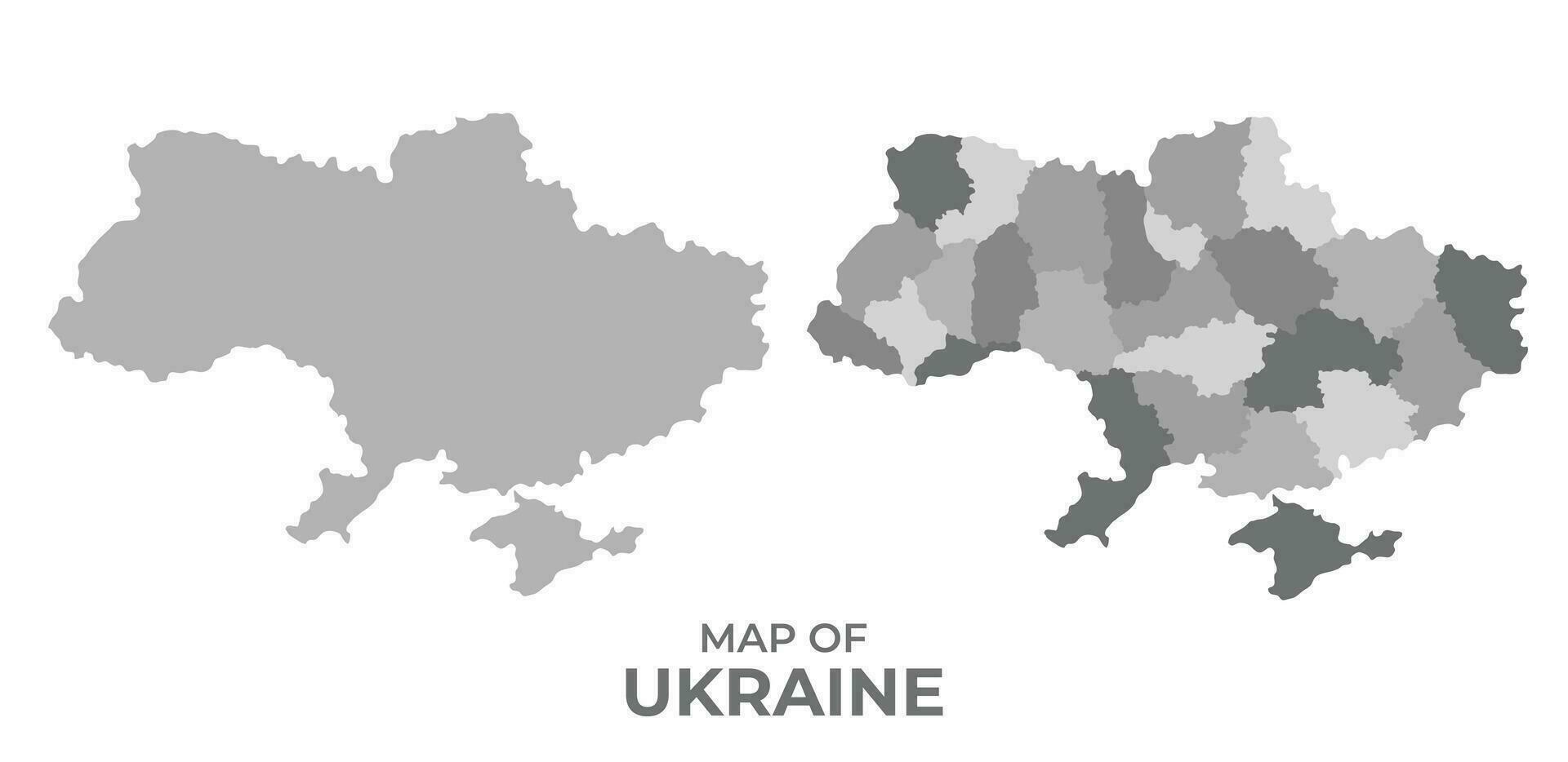 gråskale vektor Karta av ukraina med regioner och enkel platt illustration