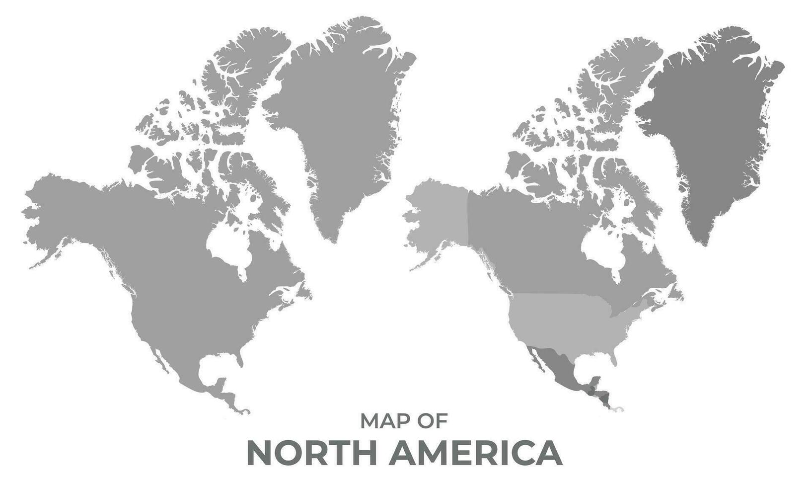 gråskale vektor Karta av norr Amerika med regioner och enkel platt illustration