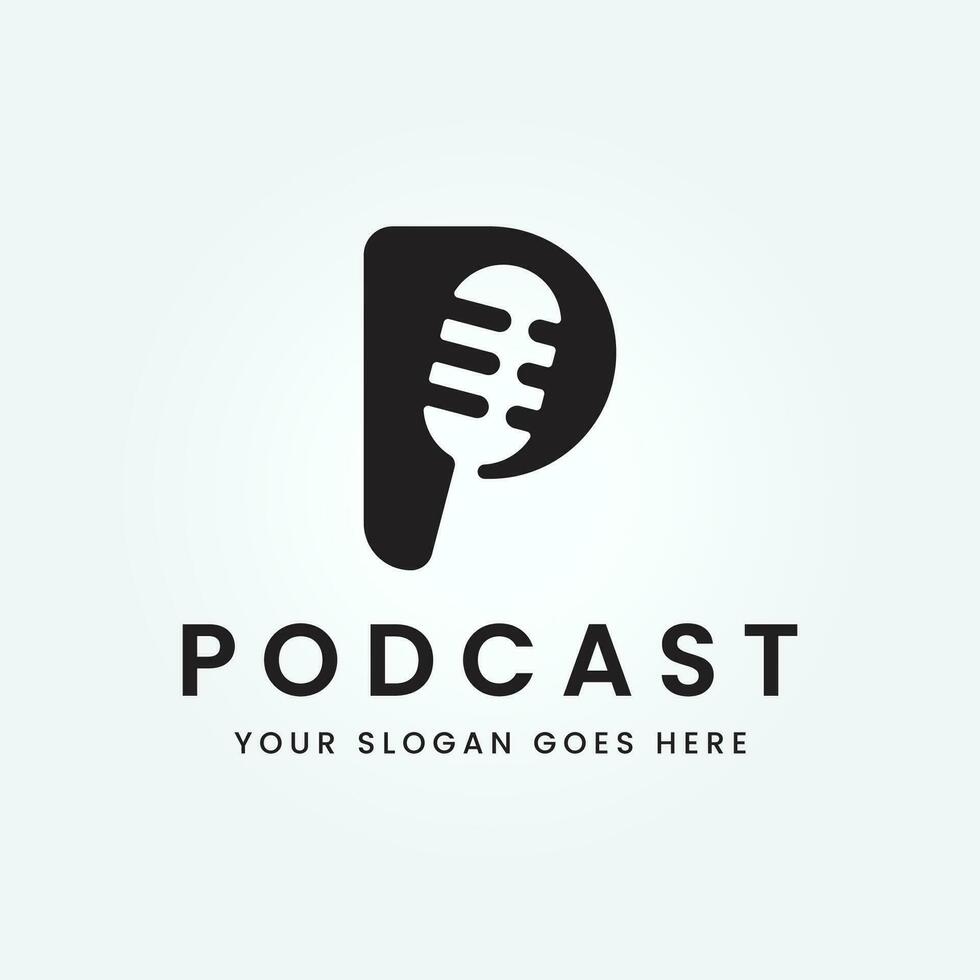 bokstaven p podcast rekord logotyp ikon design vektor