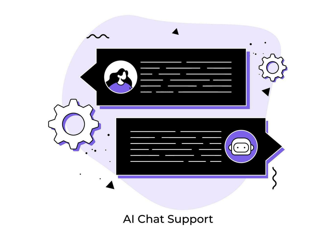 Chatbot Roboter Bereitstellung online Hilfe, Chatbot virtuell Assistent über Nachrichten, künstlich Intelligenz Roboter Antworten Fragen, Roboter es Unterstützung, Plaudern gpt Gespräch, ai Kunde Unterstützung vektor