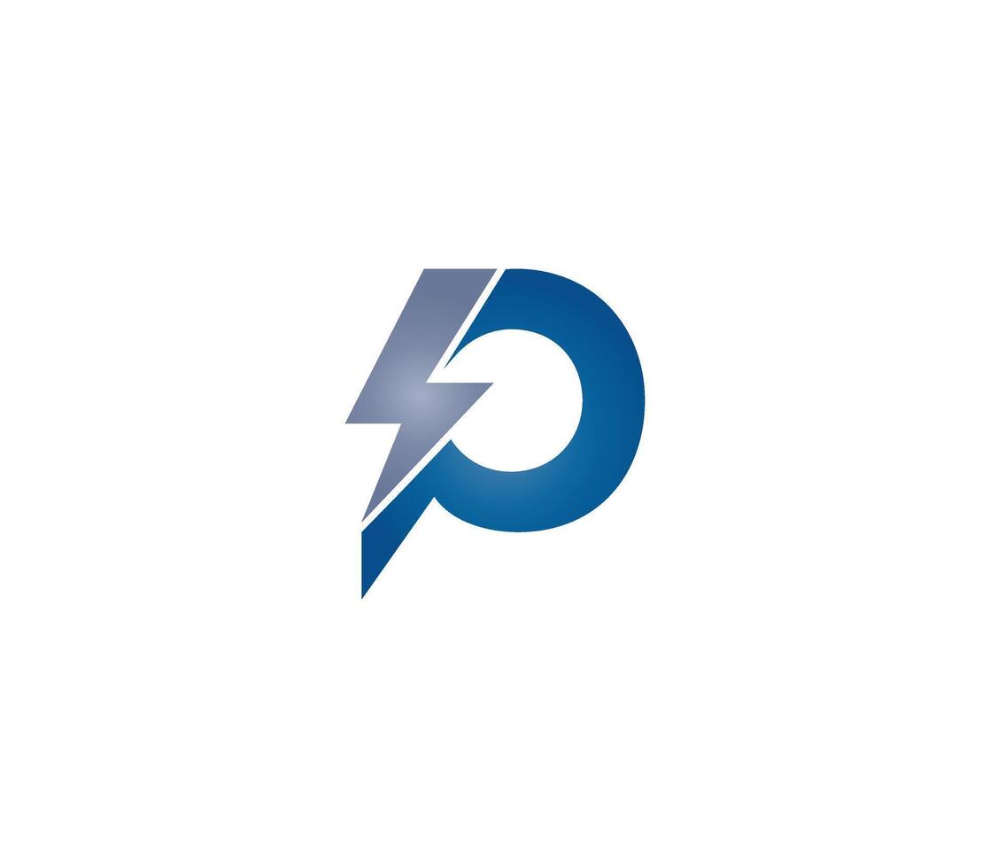 p alfabet elektrisk logotyp design begrepp vektor