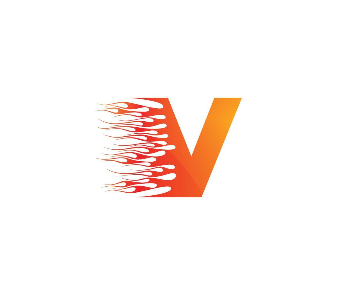 v Feuer kreativ Alphabet Logo Design Konzept vektor