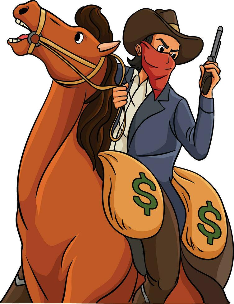 Cowboy Pferd Reiten mit ein Gewehr Karikatur Clip Art vektor