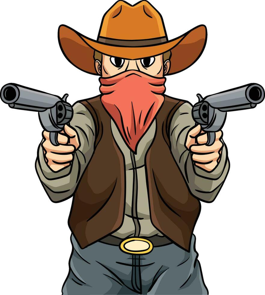 Cowboy zeigen Gewehr Karikatur farbig Clip Art vektor
