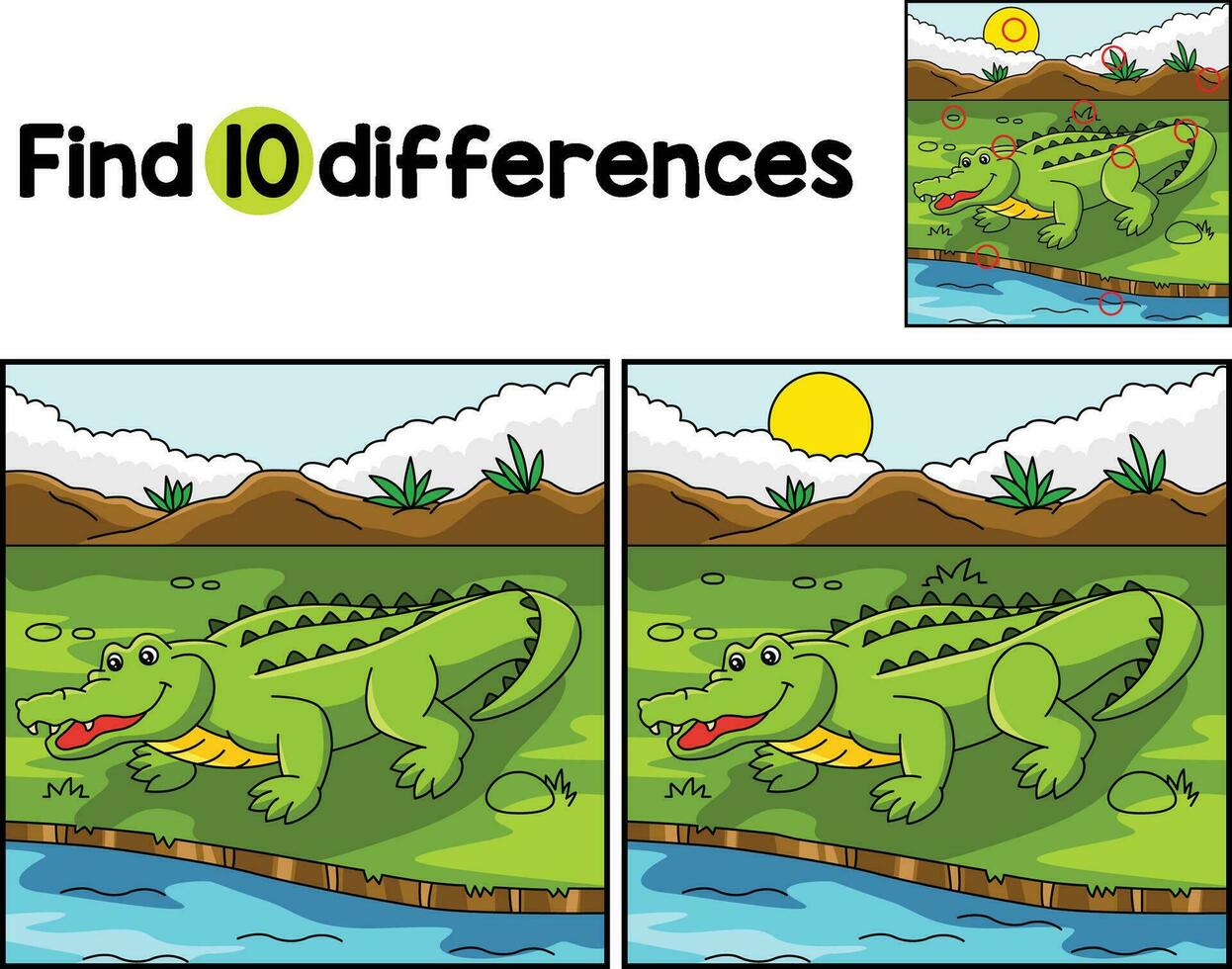 krokodil djur- hitta de skillnader vektor