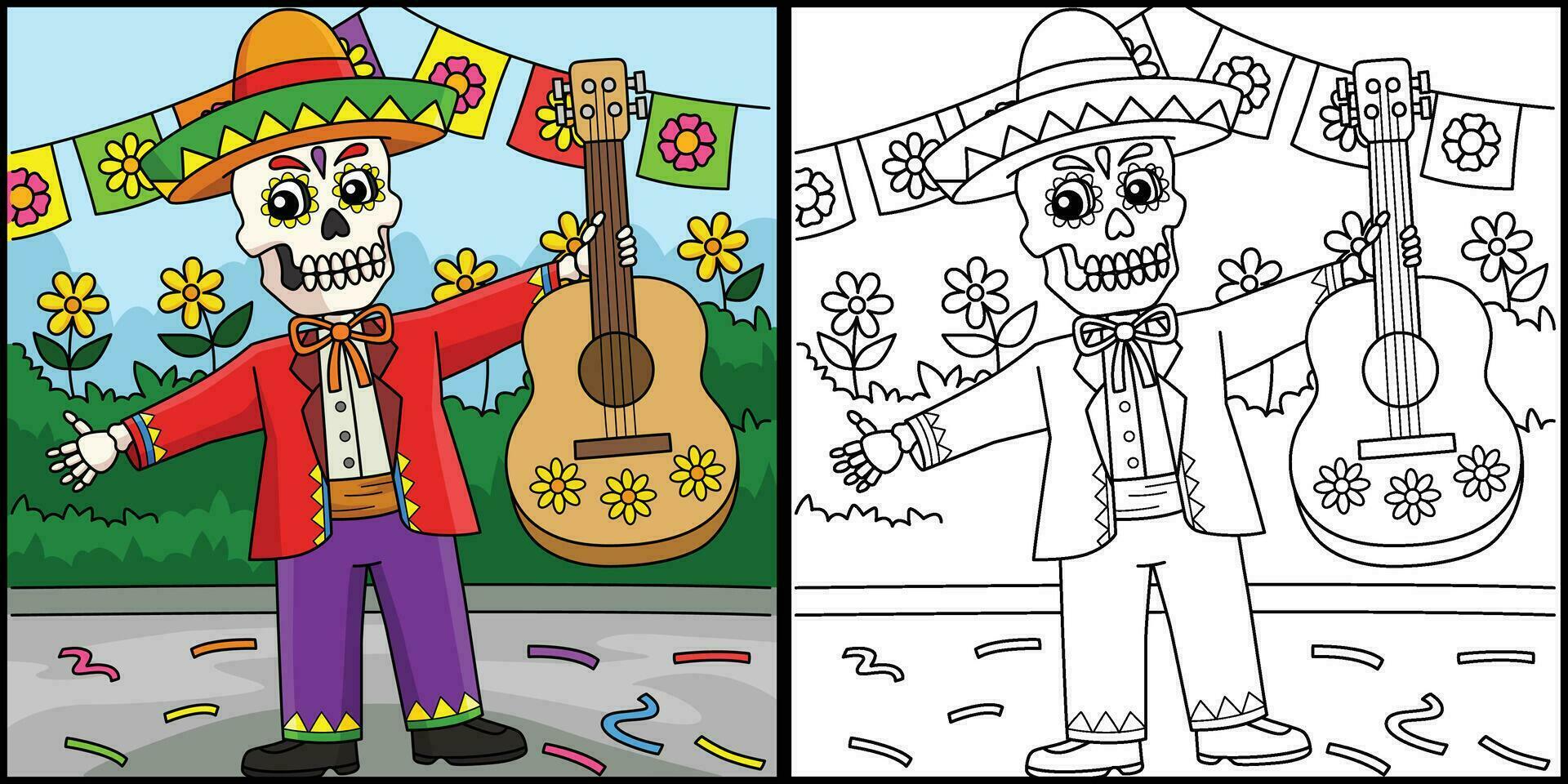 cinco de Mayo Skelett halten Gitarre Illustration vektor