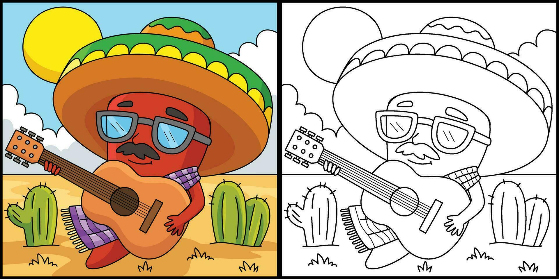 cinco de Mayo Jalapeno Färbung Seite Illustration vektor