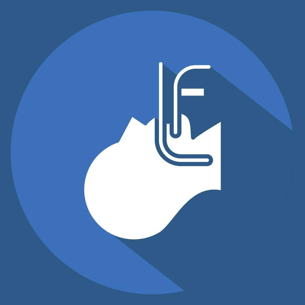 Symbol endotracheal Intubation. verbunden zu Atemwege Therapie Symbol. lange Schatten Stil. einfach Design editierbar. einfach Illustration vektor