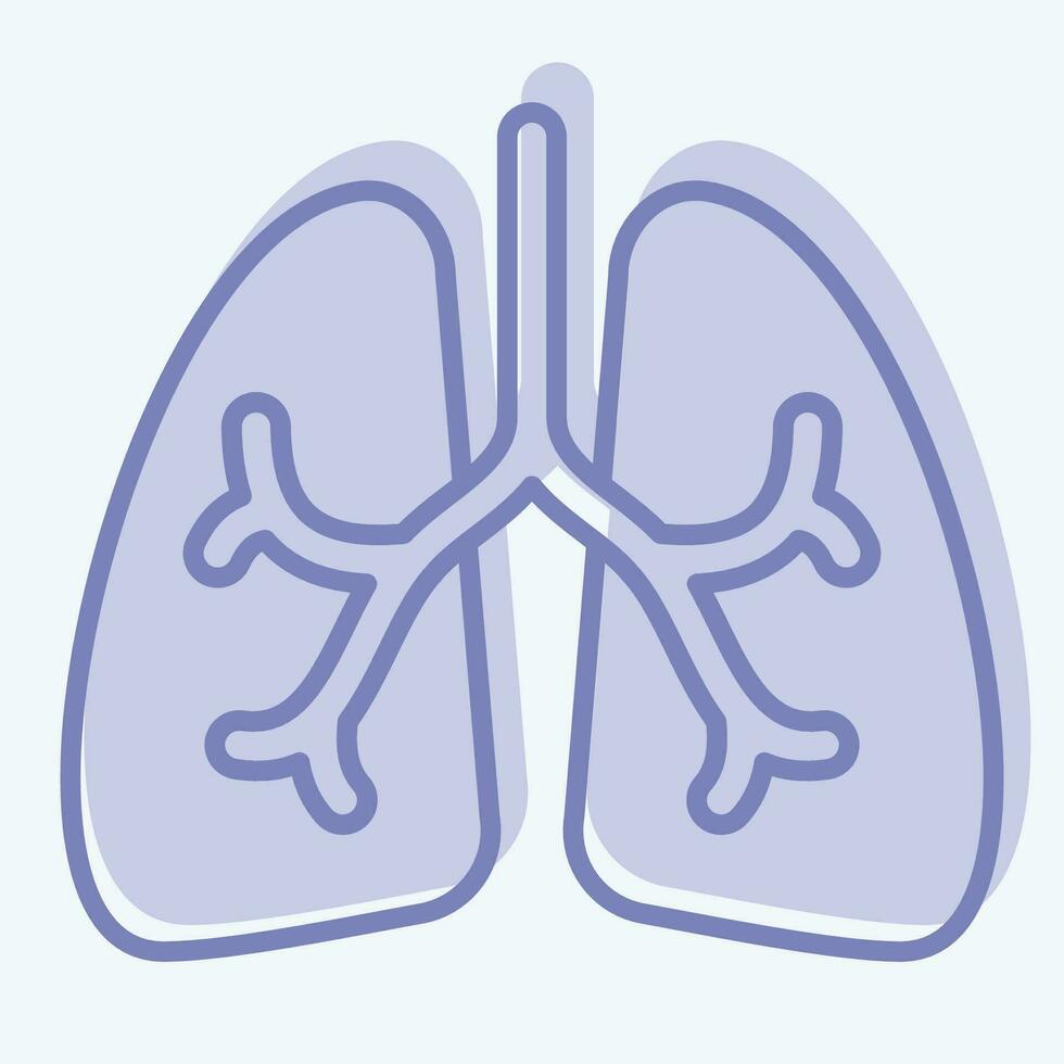 ikon lungorna. relaterad till respiratorisk terapi symbol. två tona stil. enkel design redigerbar. enkel illustration vektor