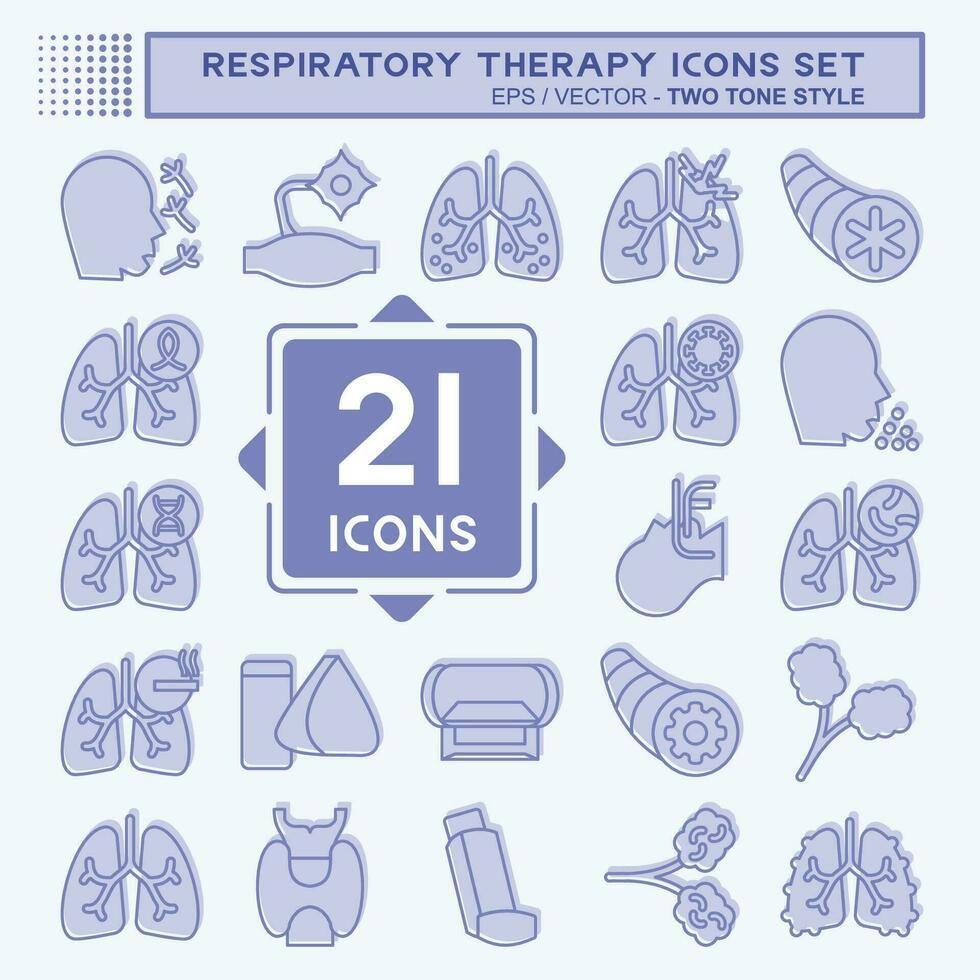 ikon uppsättning respiratorisk terapi. relaterad till friska symbol. två tona stil. enkel design redigerbar. enkel illustration vektor