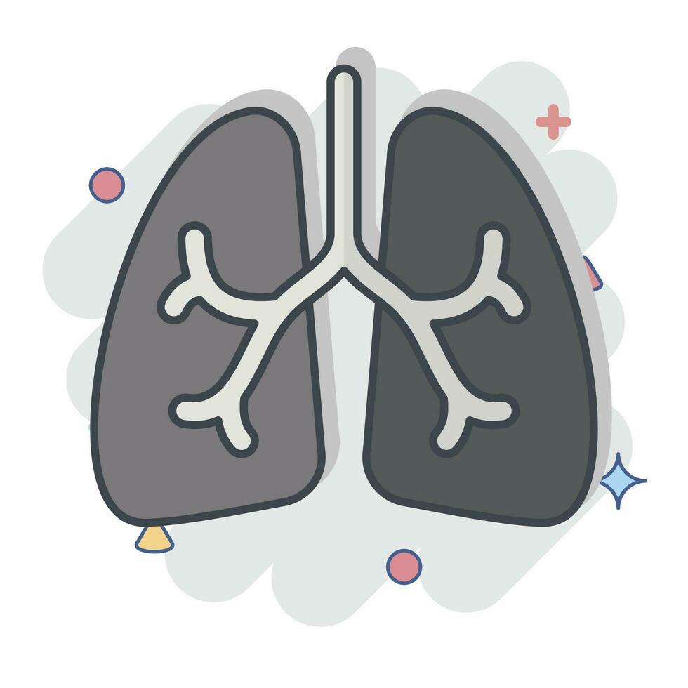 Symbol Lunge. verbunden zu Atemwege Therapie Symbol. Comic Stil. einfach Design editierbar. einfach Illustration vektor