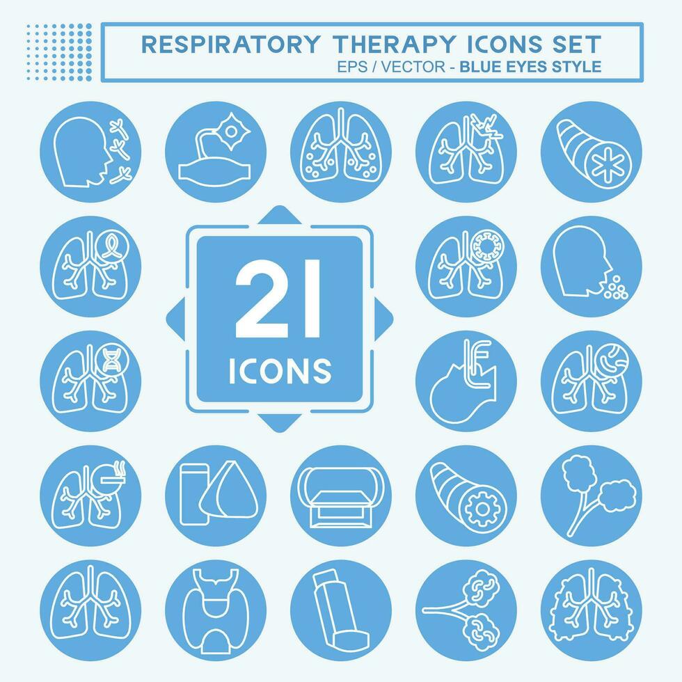 Symbol einstellen Atemwege Therapie. verbunden zu gesund Symbol. Blau Augen Stil. einfach Design editierbar. einfach Illustration vektor