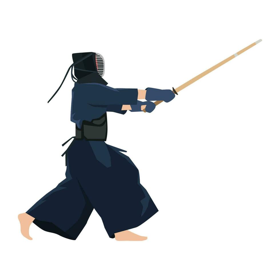 kendo kämpe med skyddande Kläder och mask. kendo sport krigisk disciplin Träning. traditionell bekämpa skicklighet från japan. japansk kultur. vektor