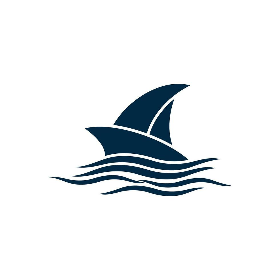 segelboot auf meer ozeanwelle mit logo-design vektor