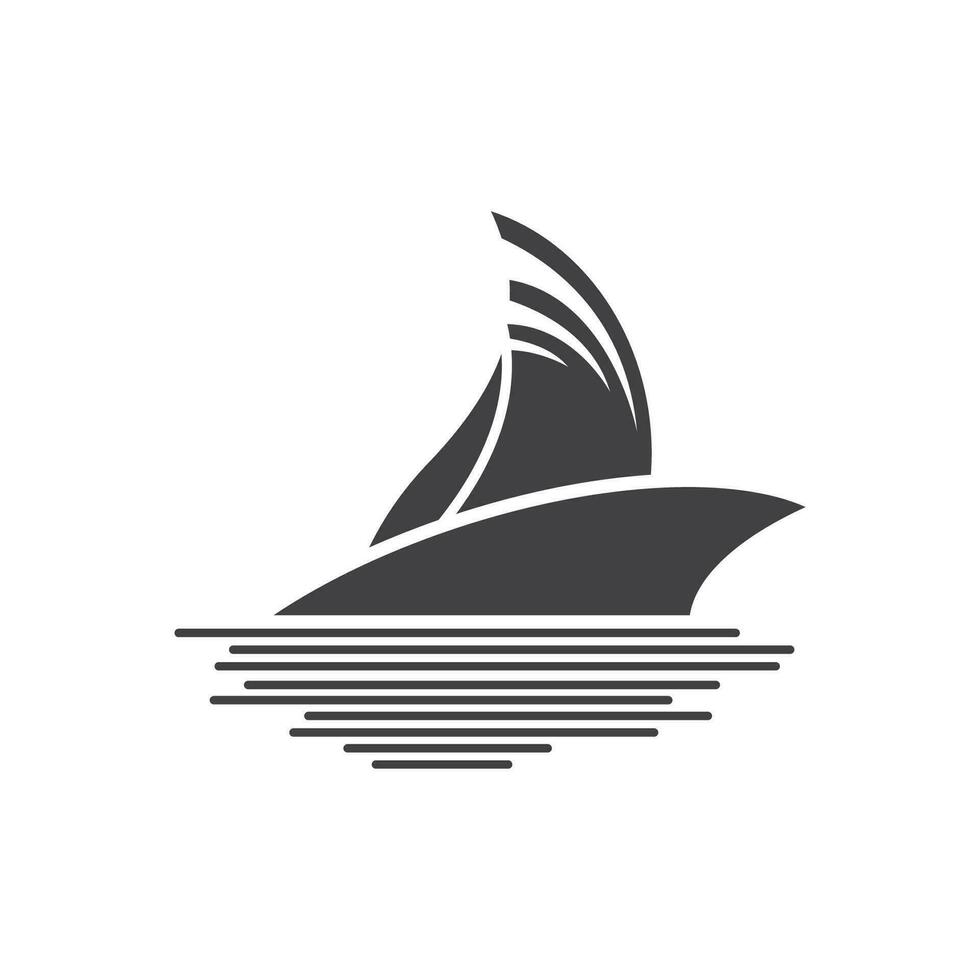 segelboot auf meer ozeanwelle mit logo-design vektor