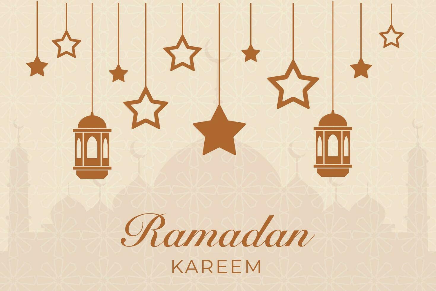 Ramadan kareem Gruß Karte mit Sterne und Laternen Vektor Illustration