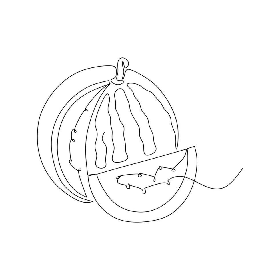 Wassermelone Linie Zeichnung Vektor Illustration