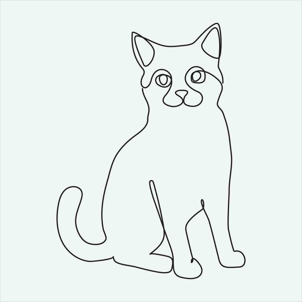 kontinuierlich Linie Hand Zeichnung Vektor Illustration Katze Kunst