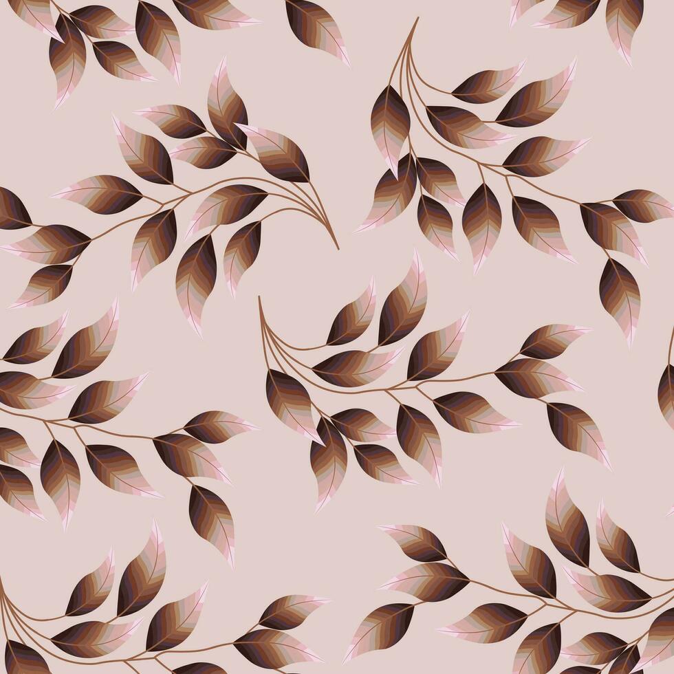 nahtlos Muster von zart verschwommen Blätter im Beige Schattierungen. Textil, Dekor zum Pastell- Leinen, drucken, Vektor