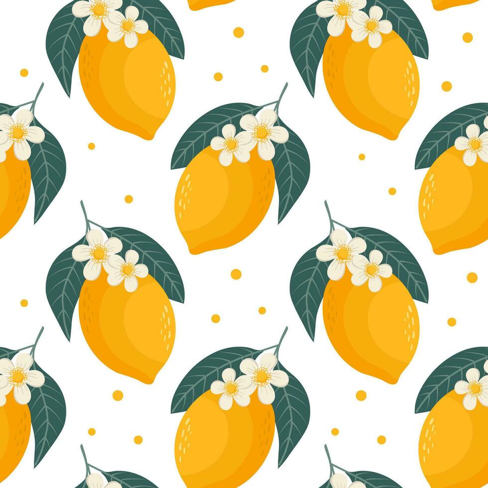 nahtlos Muster, Zitronen mit Weiß Blumen. Kinder- drucken, Hintergrund, Textil, Hintergrund, Vektor