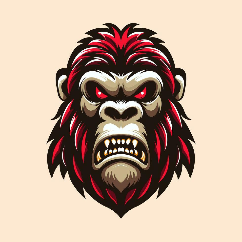 arg gorilla King Kong e sport stil logotyp illustration vektor, djärv och modig kämpe klubb eller gemenskap. vektor