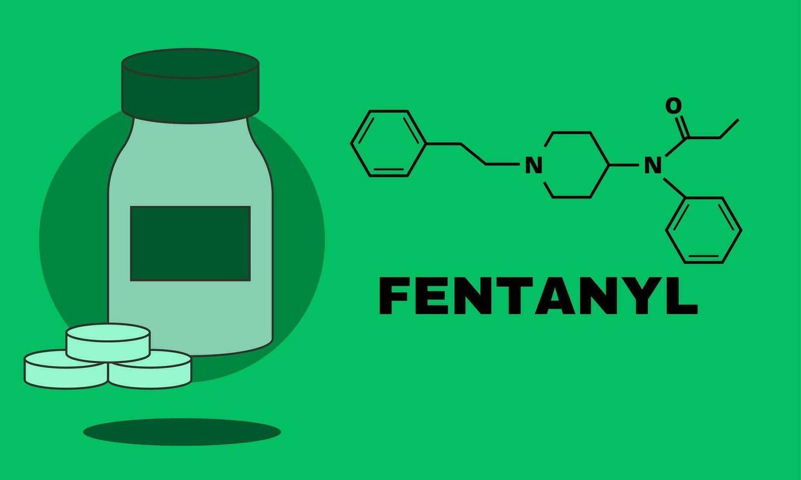 fentanyl medicin injektionsflaska design illustration. fentanyl är en medicin Begagnade som ett analgetikum. vektor