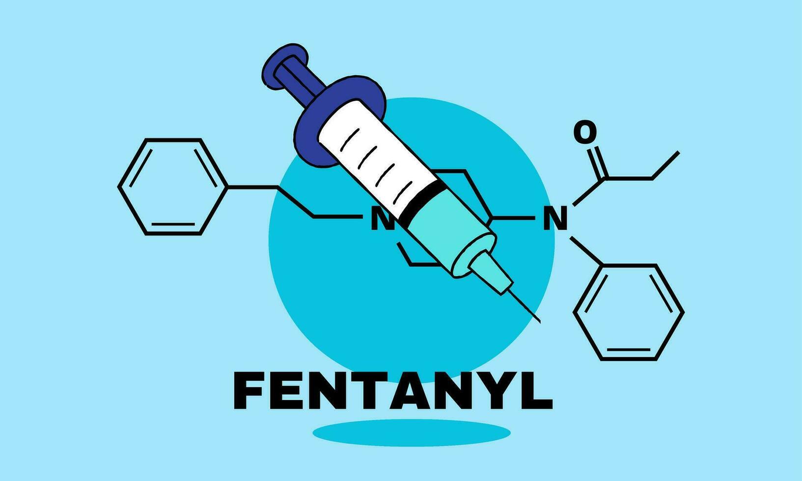 fentanyl medicin injektionsflaska design illustration. fentanyl är en medicin Begagnade som ett analgetikum. vektor