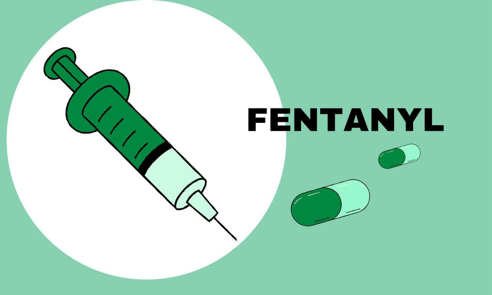 fentanyl medicin injektionsflaska design illustration. fentanyl är en medicin Begagnade som ett analgetikum. vektor