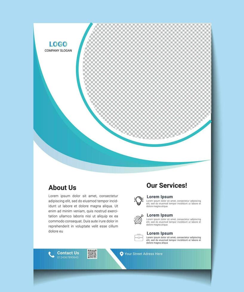 kreativ korporativ Vorlage Vektor Design zum Broschüre, jährlich Bericht, Zeitschrift, Poster, korporativ Präsentation, Portfolio, Flyer, Infografik, Layout modern mit Blau Farbe Größe a4, einfach zu verwenden.