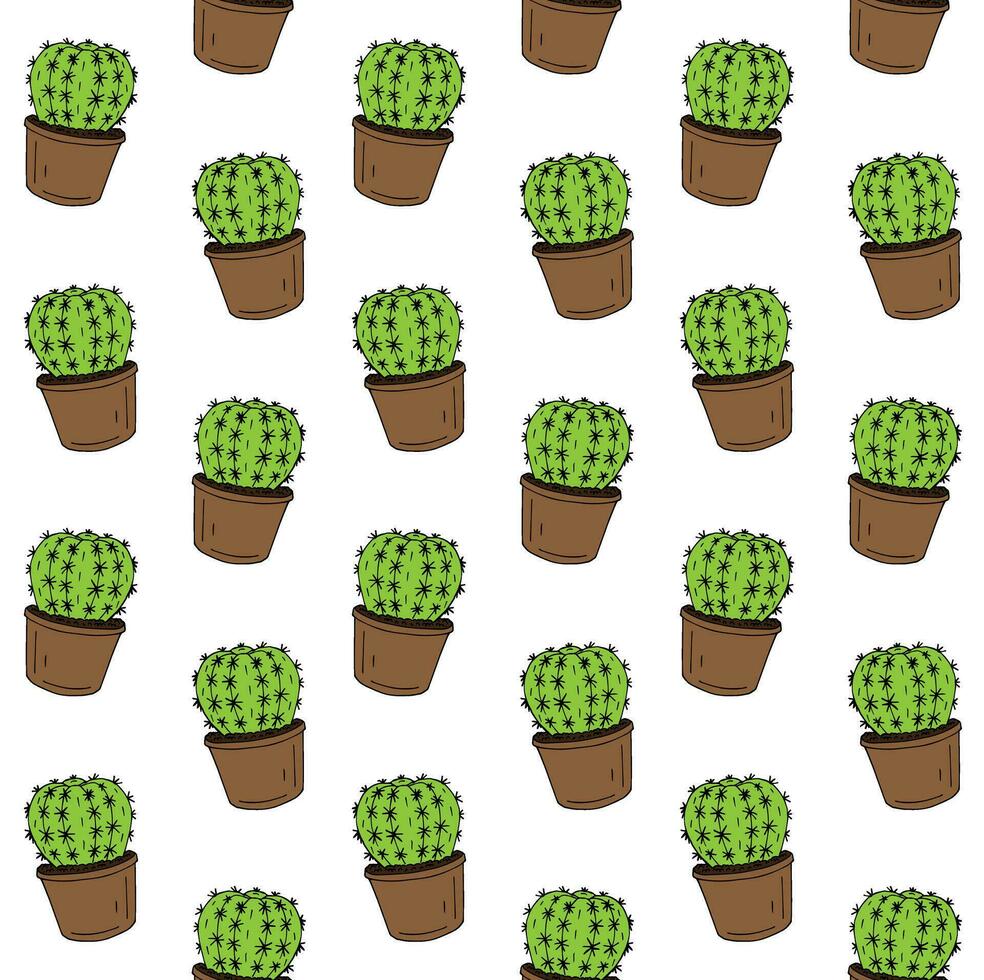 Vektor nahtlos Muster von Hand gezeichnet Kaktus
