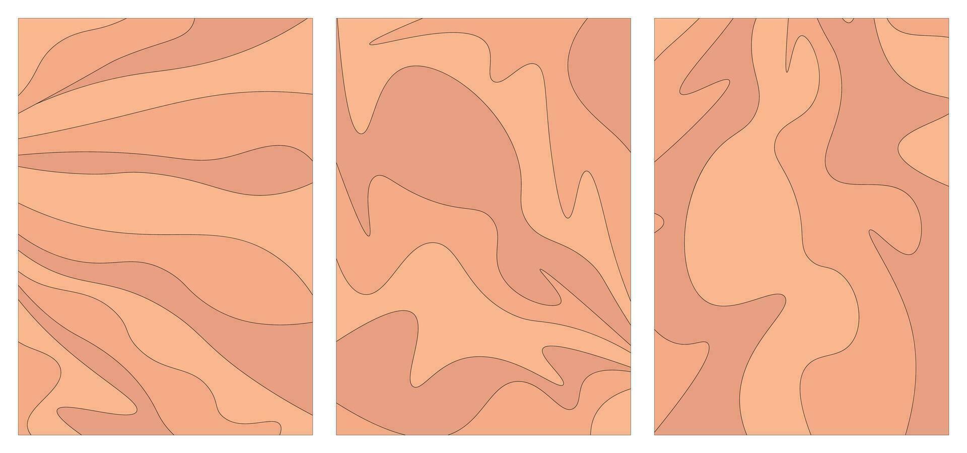 uppsättning abstrakt bakgrund med linje i persika ludd Färg vektor