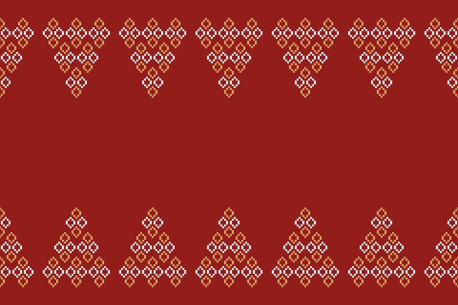 ethnisch geometrisch Stoff Muster Kreuz Stich.ikat Stickerei ethnisch orientalisch Pixel Muster rot Weihnachten Tag Hintergrund. abstrakt, vektor, illustration. Textur, Rahmen, Dekoration, Motive, Seide Hintergrund. vektor