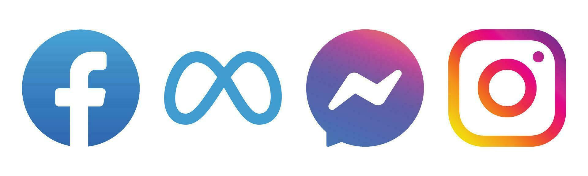 meta social media logotyper - ikoner för Facebook, Instagram, budbärare, och Mer vektor